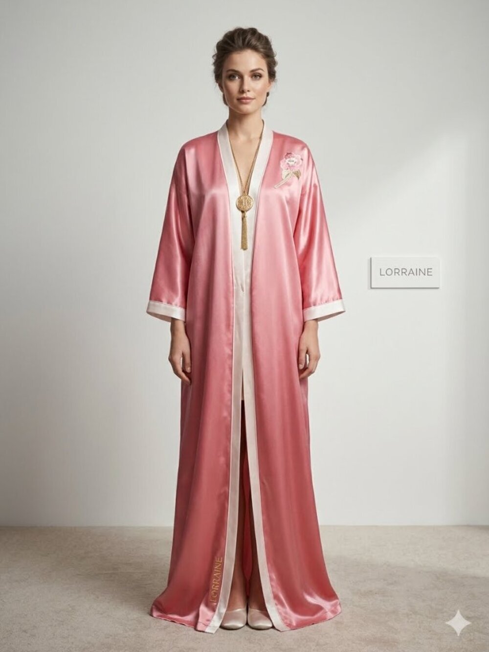 Vintage 80s Lorraine Robe M Pink Arnel Nylon Kimono Sleeve NWT Made USA Lingerie